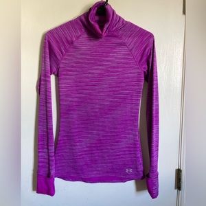 *Under Armour Heather Fuchsia Fitted Turtleneck Long Sleeve Athletic Shirt #R